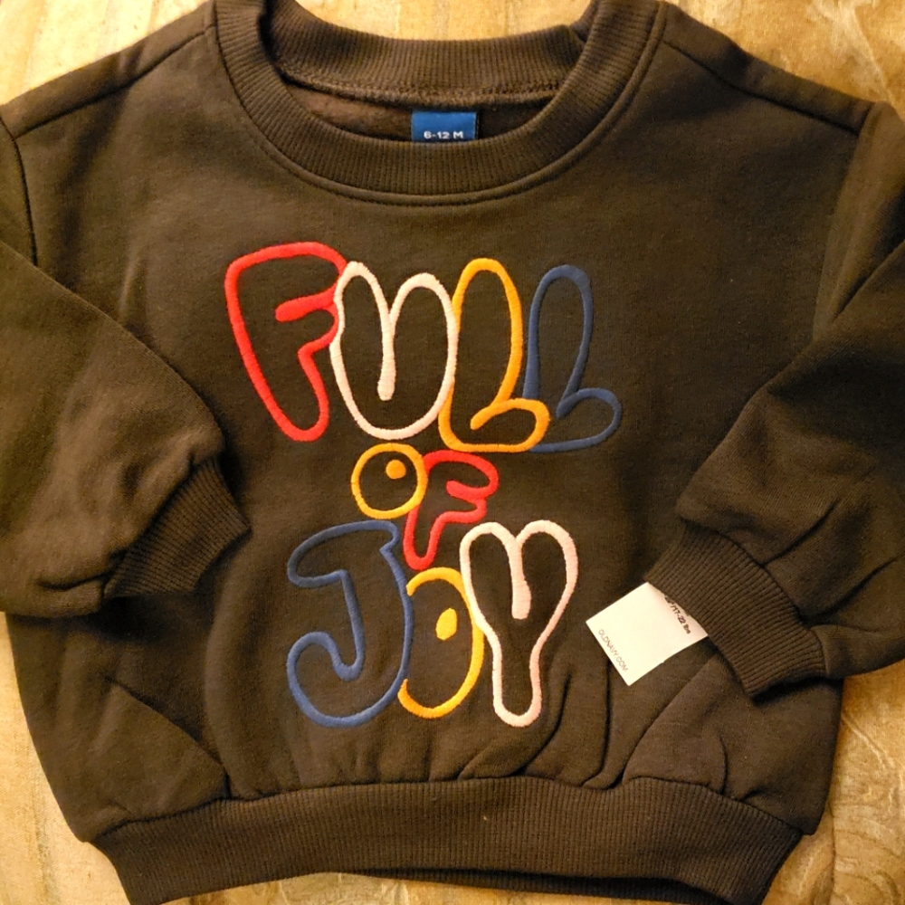 NWT Full of Joy Sweatshirt color block baby sweater cowl neck Unisex